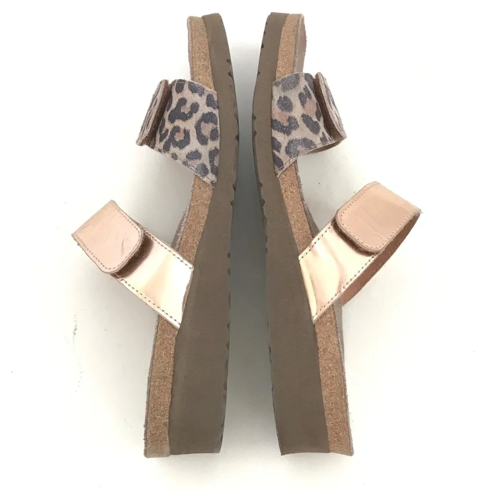 NAOT Leopard Print Sandal Leather Metallic Rose Gold Althea Women’s Size 9